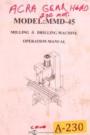 Acra-China-Acra China MMD-45, Milling & Drilling Machine, Operation Manual-MMd-45-01